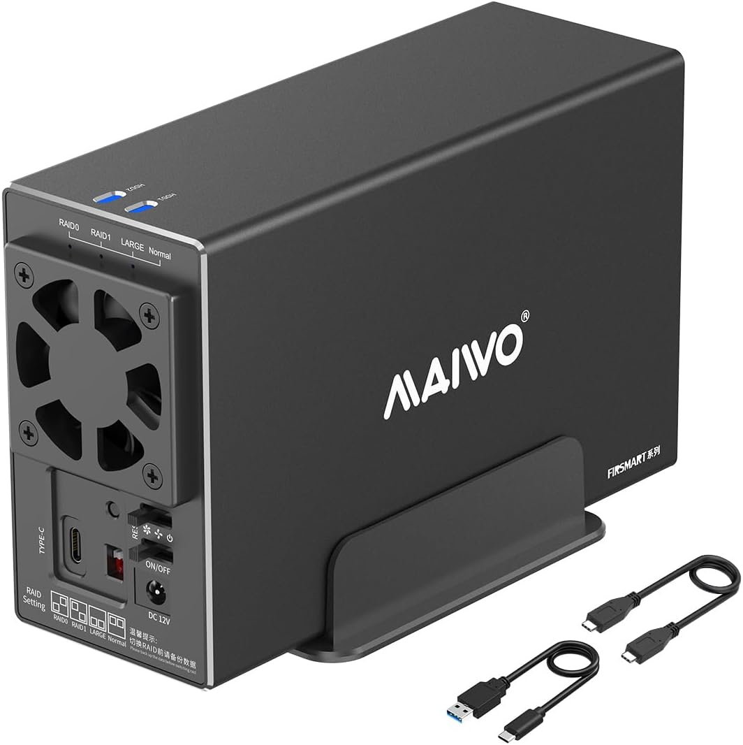 MAIWO Dual Bay RAID Enclosure for 3.5 inch SATA Hard Drive