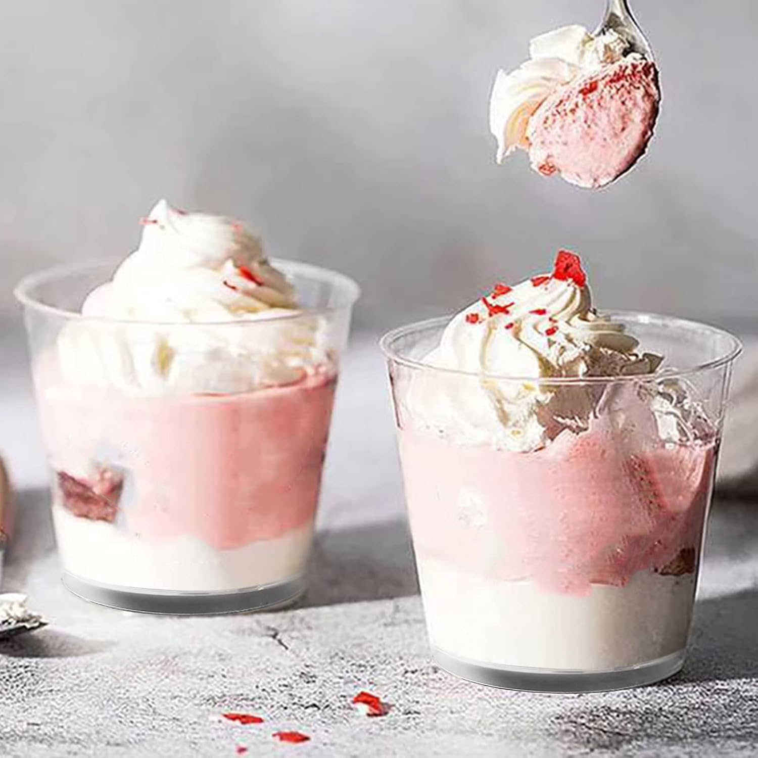 Clear Plastic Cups with Lids, -25 Sets Mini Parfait Cups with No Holes