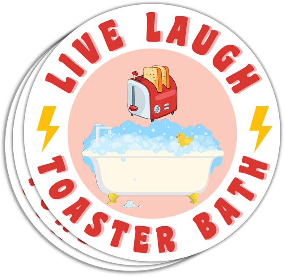HOHYTA (Set of 3) Live Laugh Toaster Bath Sticker Funny