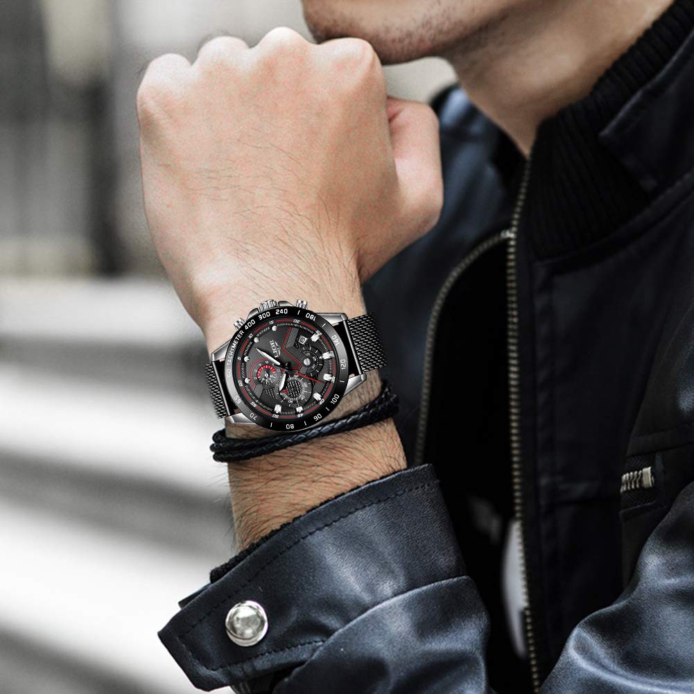 LIGE Orologio al Quarzo Analogico da Uomo Cronografo Impermeabile Orologi