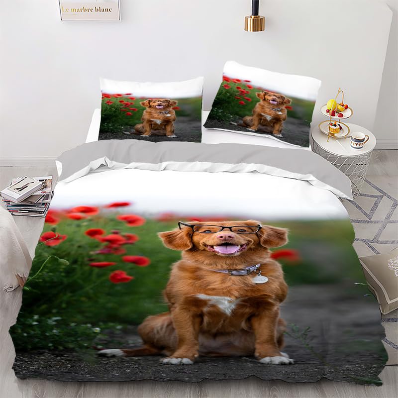 Parure de lit 240x260 haut de gamme en microfibre 110g/㎡ motif floral et animalier