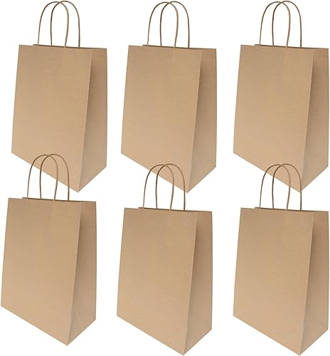 Miniatura 2 de 24 bolsas de papel con asas a granel de 10.6 x 8.26 x 4.33 pulgadas, bolsas de regalo grandes, bolsas de regalo de fiesta de cumpleaños, bolsas de