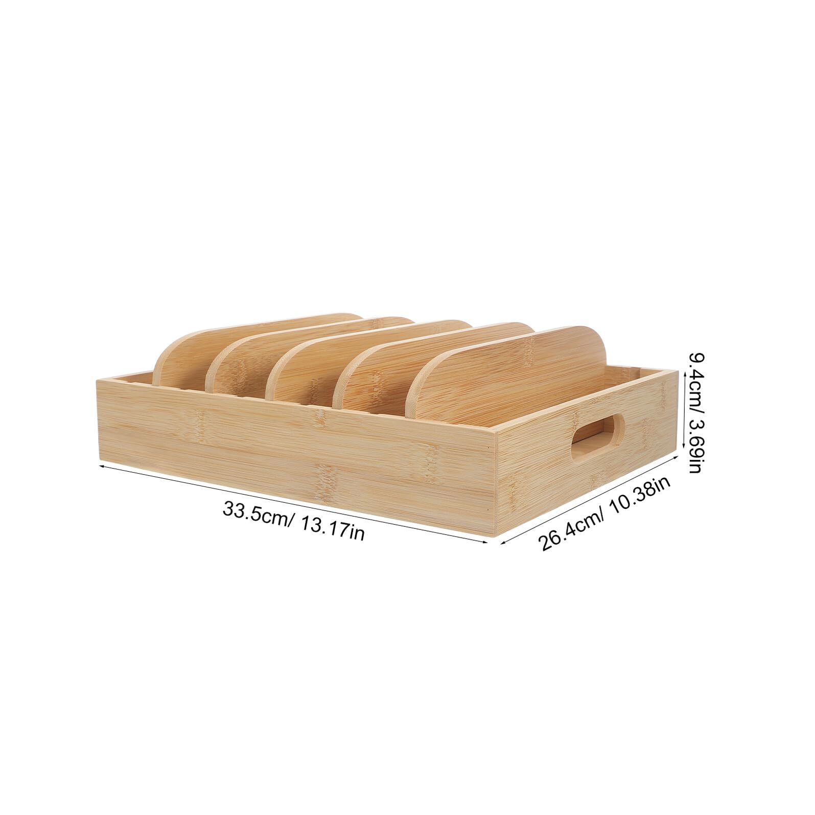 Sosoport Organizer in Bambù con 5 Divisori Regolabili e 6 Scomparti, Contenitore per Coperchi con Maniglie Ergonomiche, Grande Capacità per Armadietti e Cassetti in Cucina