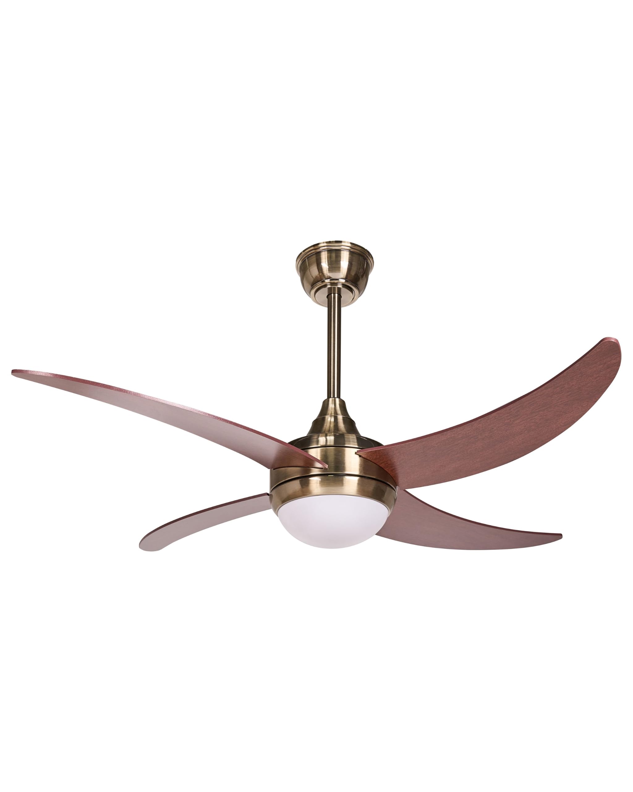Beliani Ventilador de techo LED base de metal aspas de material sintético efecto madera temporizador con mando a distancia latón Chacana