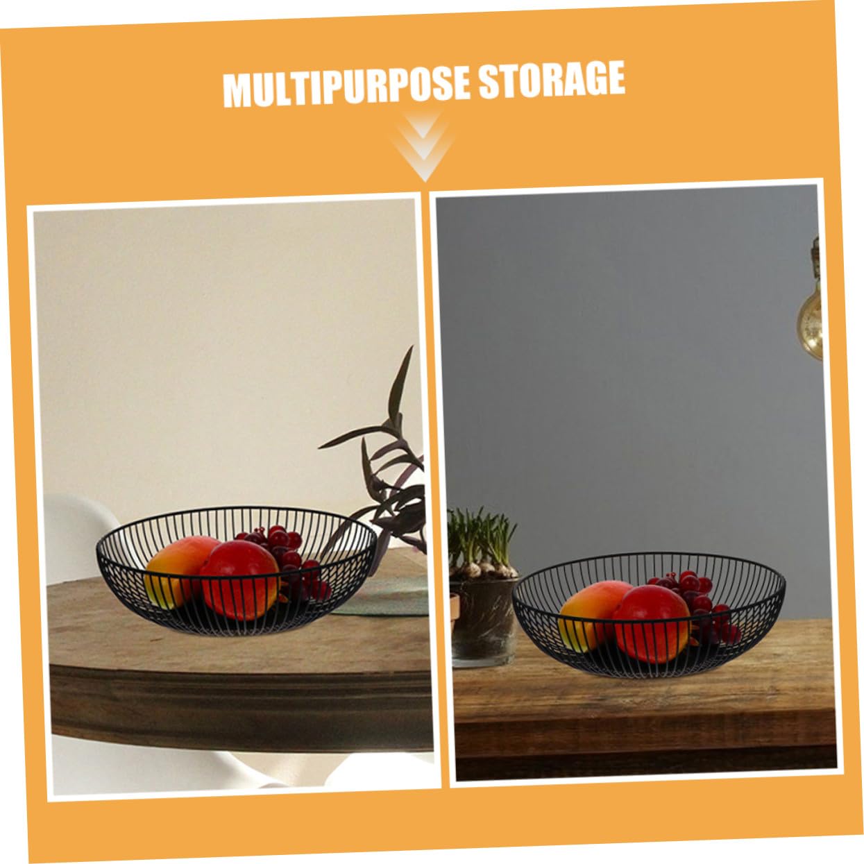 2 Szt. Częściowy Metalowych Koszyków Owoce i Przekąski Okrągłe Metalowe Kosze Druciane Warzywa Chleb i Słodycze Stylowy Organizer Blat Kuchenny Złoto Czarny Design