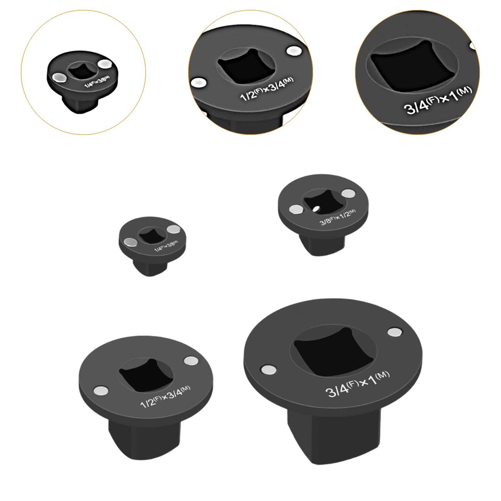 4 Pièces Adaptateur Douille Faible Profil Set Adaptateur Cliquet Réducteur Acier Carbone Résistant Convient pour Réparation Automobile Atelier Bricole