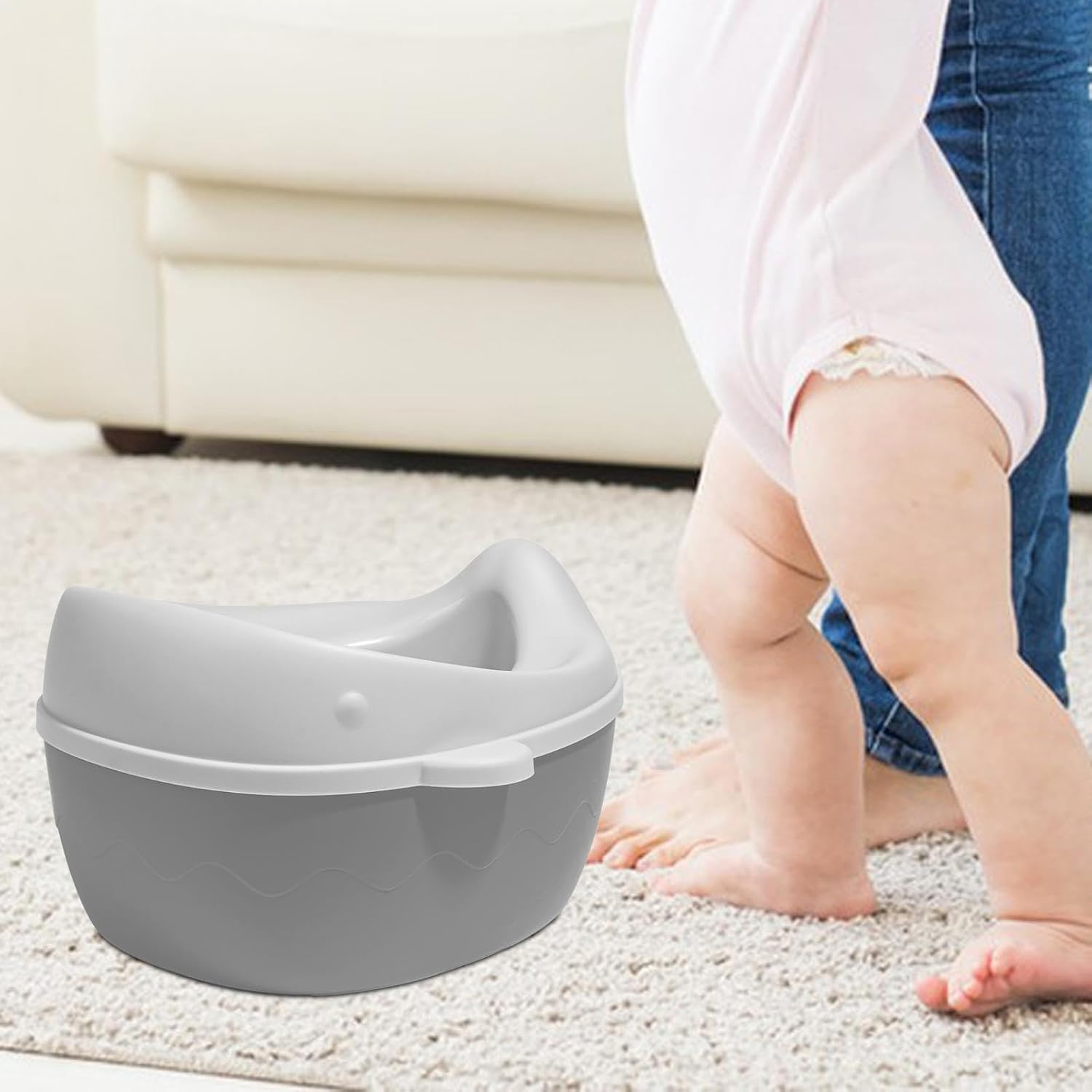 Potty Toilet Toilet Seat 2 in 1 Easy to Clean, Household Kids Transition Potty Seat, Gray
