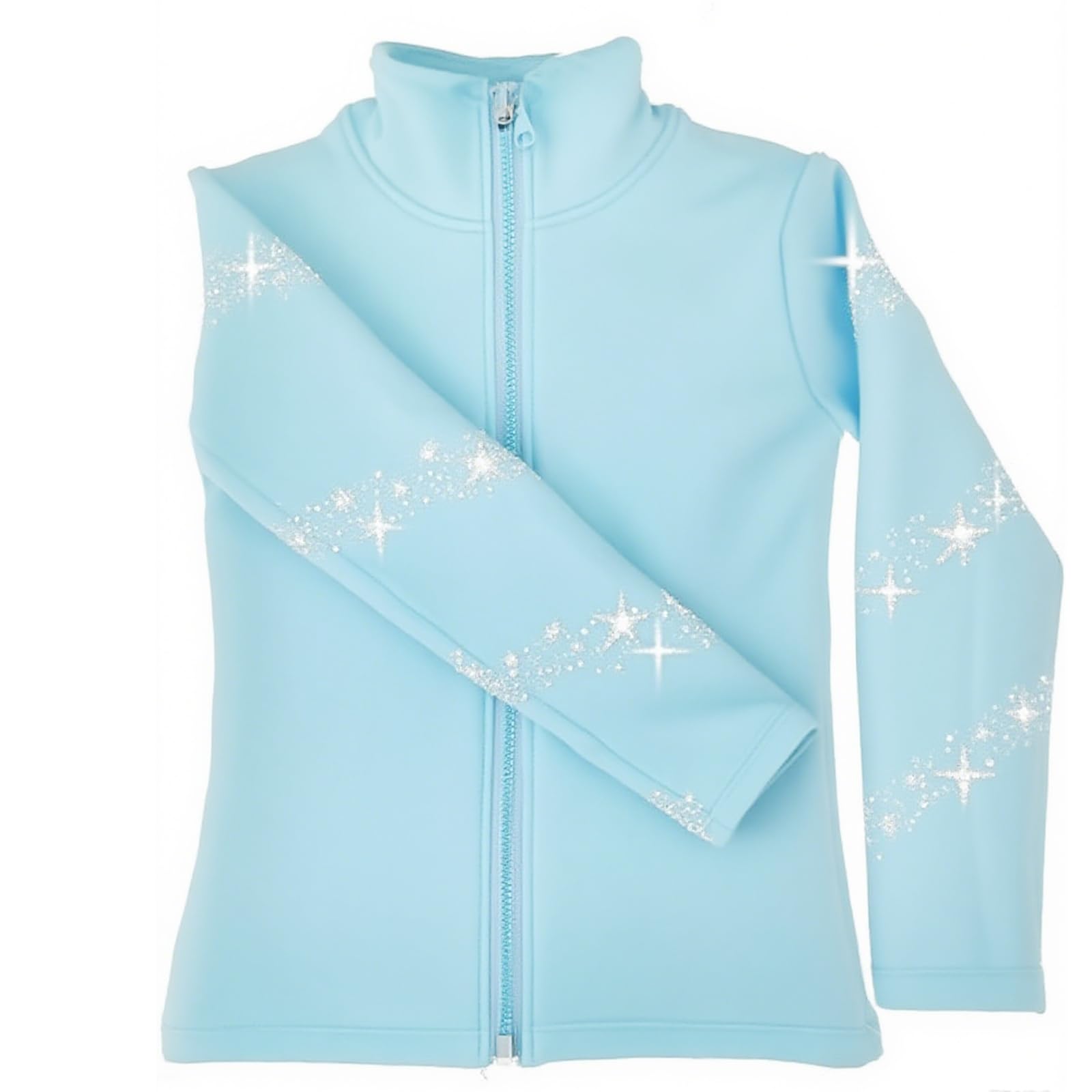 Chaqueta de entrenamiento de patinaje artístico negro para niña con diamantes de imitación brillantes, ropa de entrenamiento de patinaje de primera calidad
