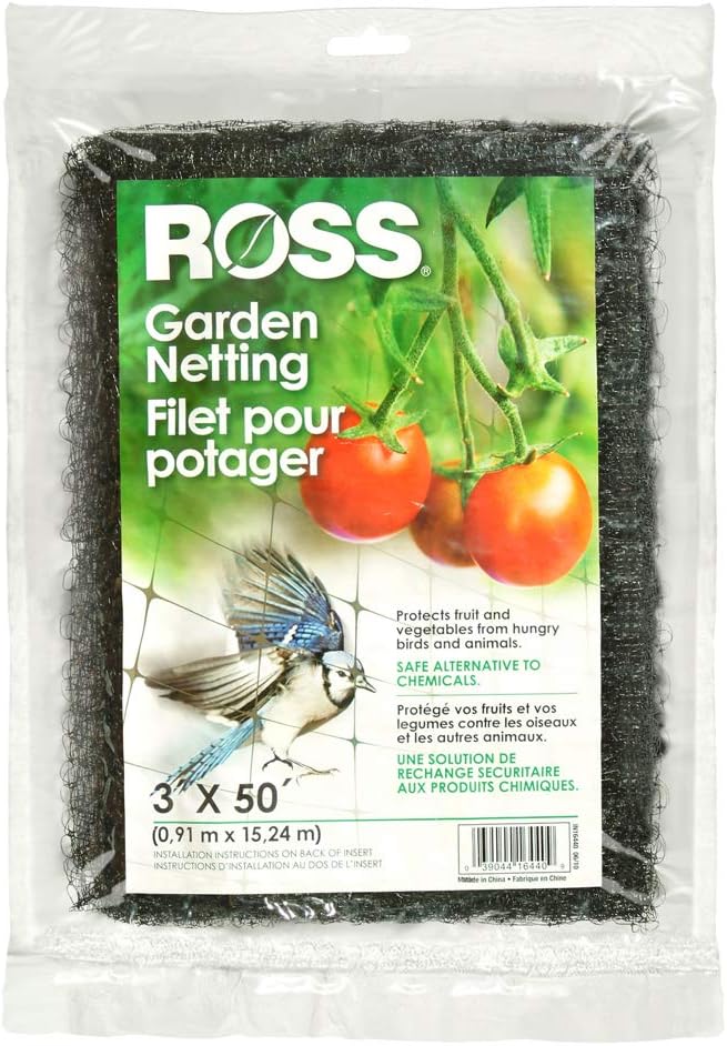 Ross Garden Netting (Multi-Use Netting for Use Around Yard and Garden) Black Mesh Plastic Netting, 3 feet x 50 feet