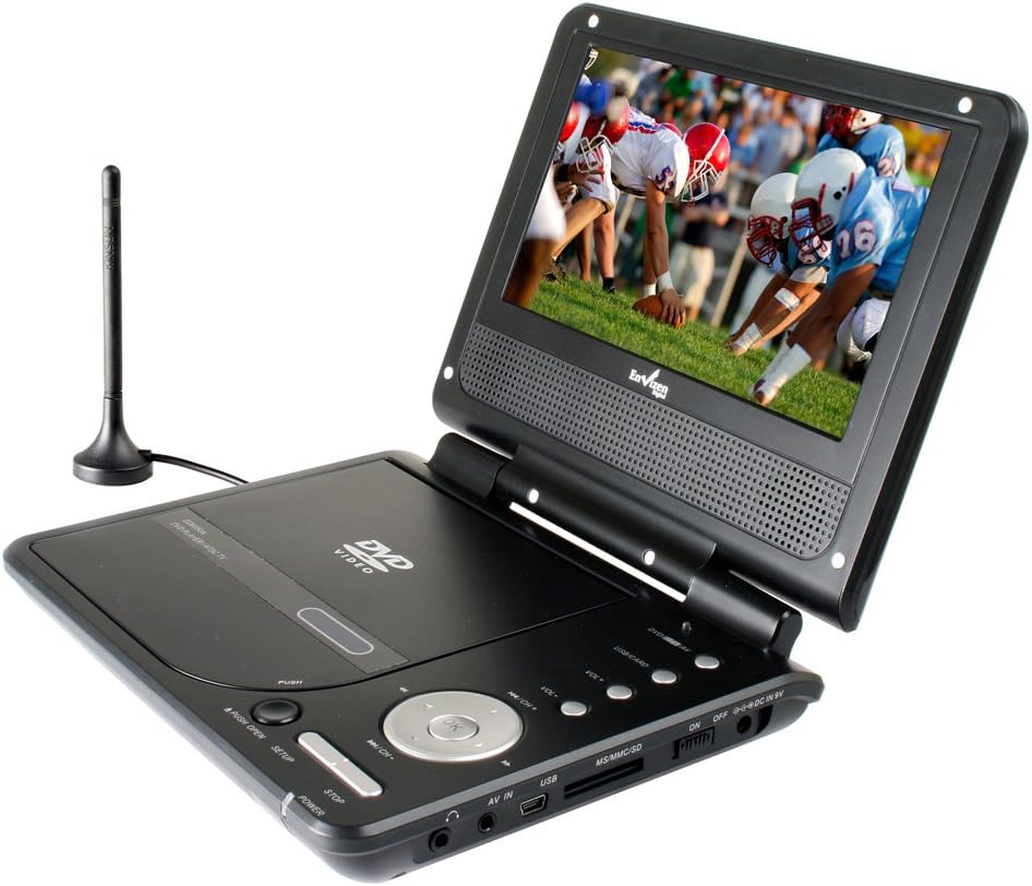 Envizen Digital ED8850A Duo Box Pro 7-inch Handheld Digital TV/DVD Player with Built-in Tuner, Carrying Case and Car Adapter