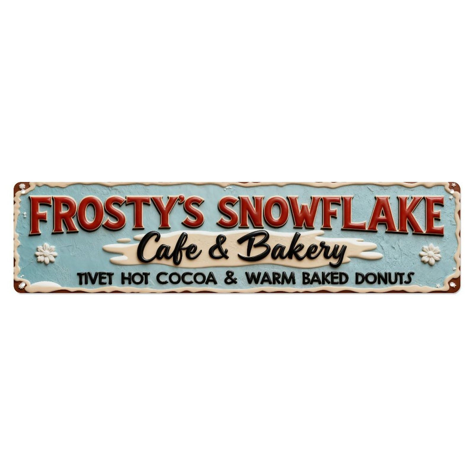 Frosty Snowflake Cafe Bakery Sign Metal Tin Sign Plaque