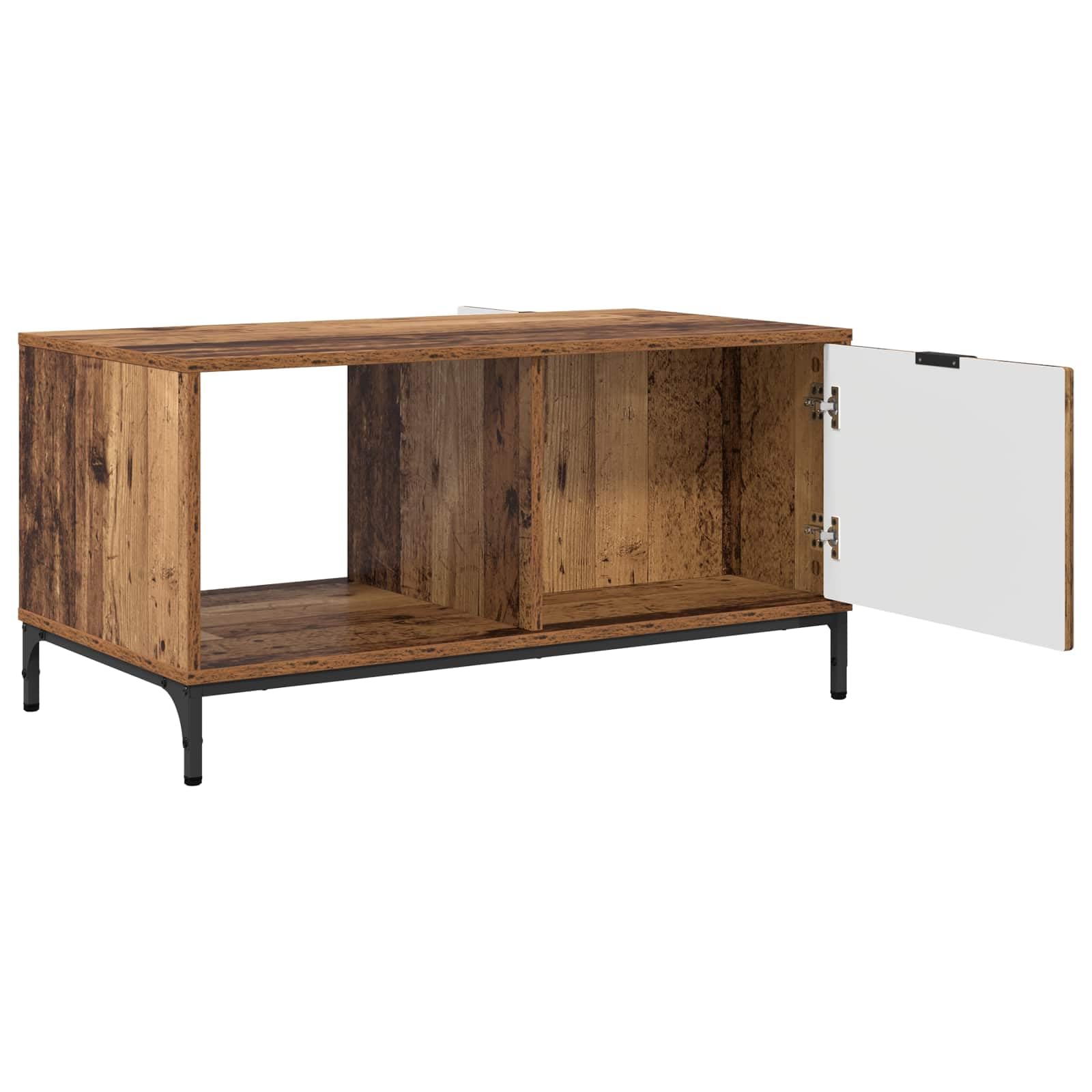 Tavolino da salotto in legno anticato, 90 x 49 x 46 cm, con vano portaoggetti e cassetto, per soggiorno, design durevole, facile da montare, pratico ripiano, mobili moderni