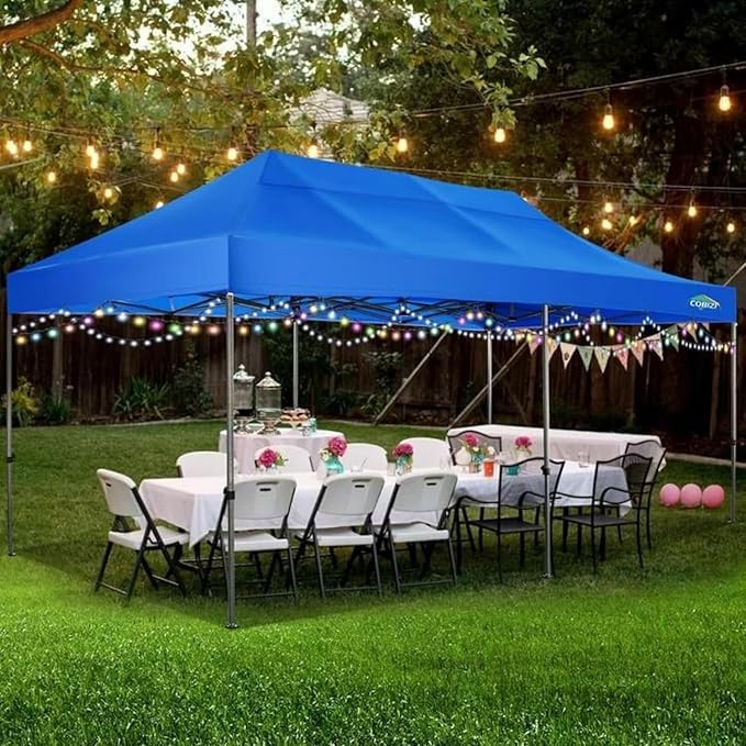 Image of 10x20 Gazebo Canopy Tent Heavy Duty Waterproof Garden Gazebo with 3 Plain Side Walls for Events, Party, Wedding, Terrace & Lawn | Strong Metal Frame