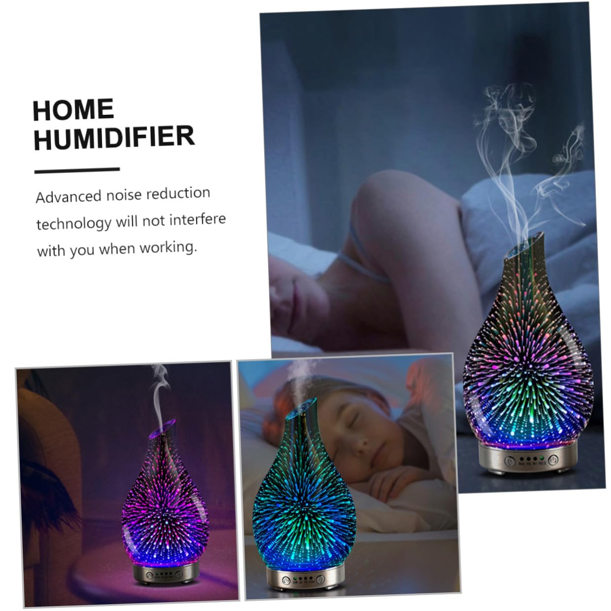 Difusor de Aromaterapia 3D de Vidrio Púrpura para Oficina