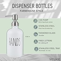 Vista 1 de Dispensador de jabón de vidrio con bomba de acero inoxidable, decoración moderna de cocina de granja, 17 onzas (2 blanco)