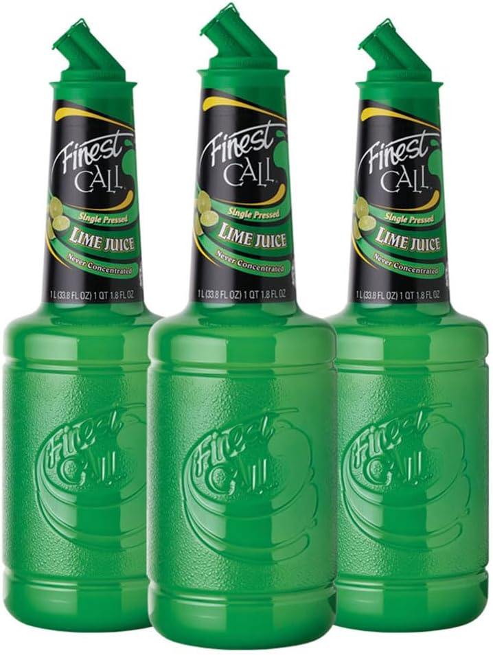 Finest Call Premium Single Pressed Lime Juice Drink Mix, 1 Liter Bottle (33.8 Fl Oz), Pack of 3