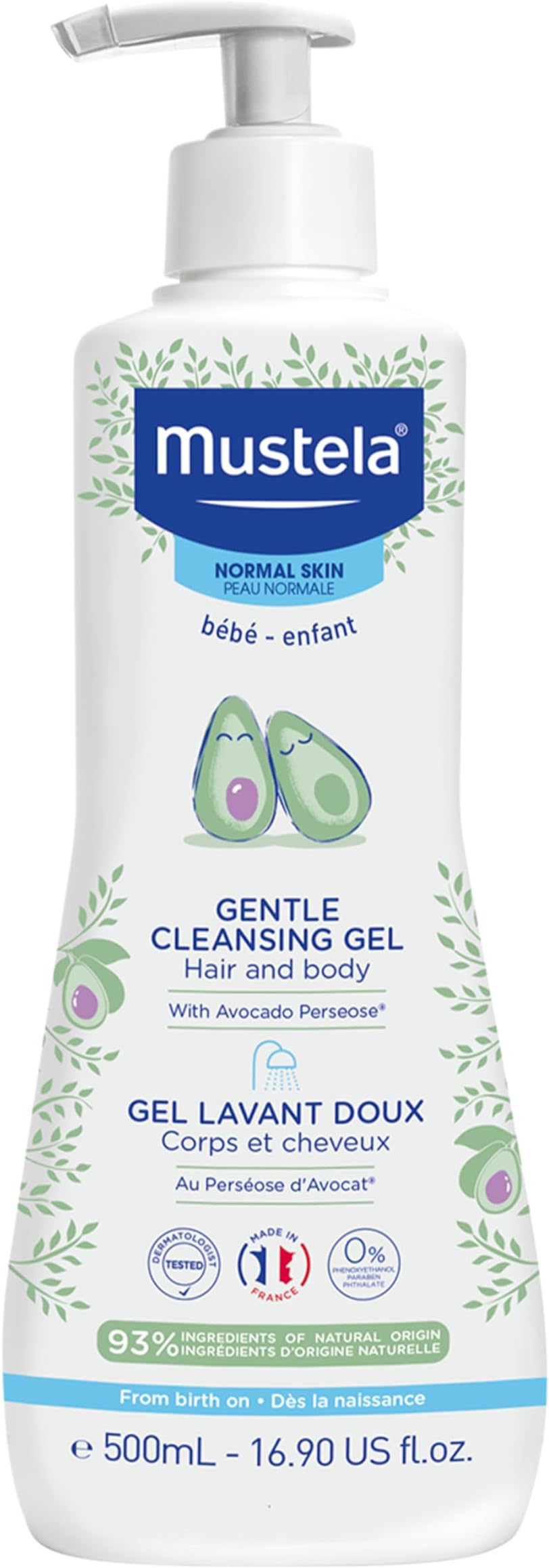 Baby Gentle Cleansing Gel - Baby Hair & Body Wash - with Natural Avocado fortified with Vitamin B5 - Biodegradable Formula & Tear-Free - 1 or 2-Pack - Various Sizes
