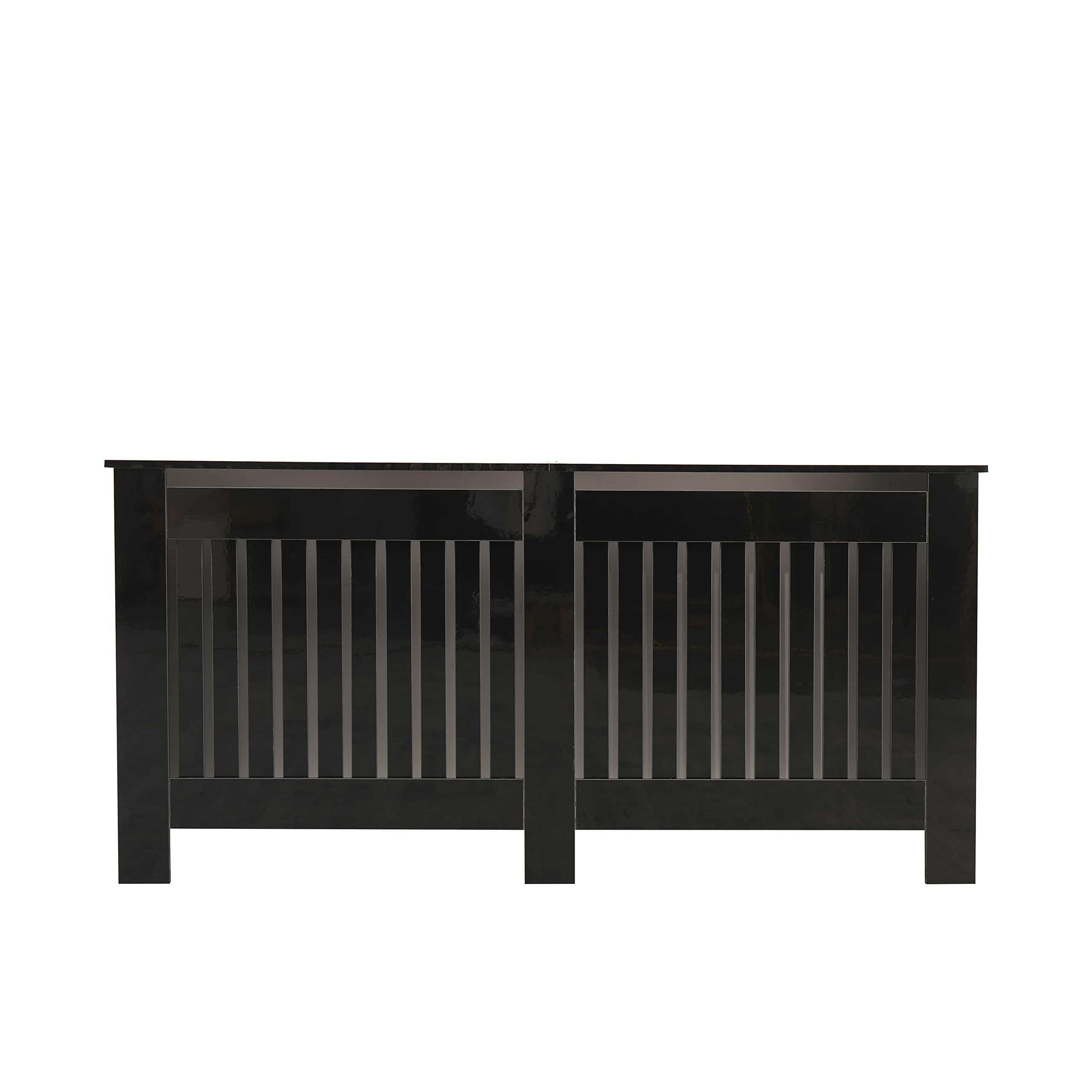 Kingwudo® High Gloss Black Radiator Cover Decorative Cabinet Display Table Storage Shelf Vertical Slat Style Living Room Bedroom 4 Size (XL—W172 x D19 x H82 cm(Overall Size))