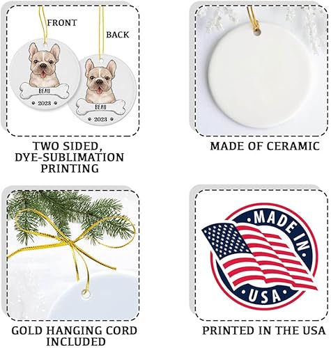 Miniatura 7 de TheUnifury - Adornos personalizados para perro Bulldog francés para árbol de Navidad, regalos de bulldog francés para amantes del bulldog francés,