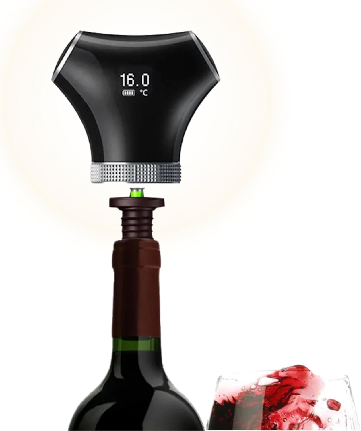 Rechargeable Smart Wine Bottle Stopper and Preserver with 2 Plugs, Keep Wine Fresh for 3 WEEKS, Automatic Vacuum Pump with Food-Grade Silicone, Wine Preserver Stopper, Ideal Gift for Wine Lovers