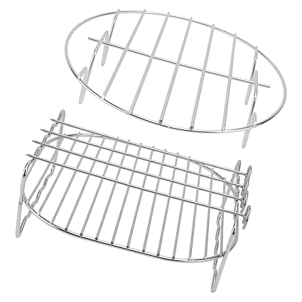 UPKOCH 1 Set Air Fryer Rack Double Layer Rack with Skewer Grilling Rack Steaming Rack Barbecue Skewer Kabob Stick for Home BBQ