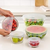 Vista 2 de Reusable Silicone Food Covers – 12-Pack Round & Rectangular Lids BPA-Free, Eco-Friendly, Airtight Seal for Bowls, Containers & Fruits Microwave