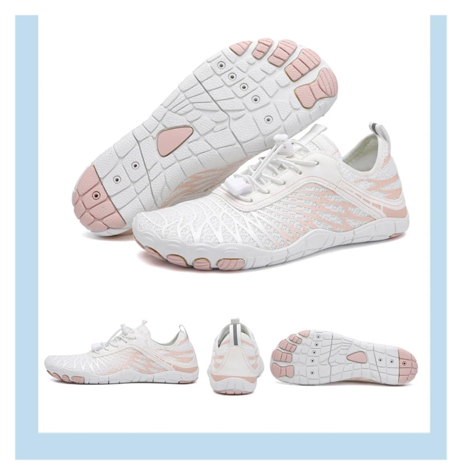 Zapatillas De Agua Zapatos de Playa for Hombres y Mujeres, Zapatos de Agua de Secado rápido, Transpirables, Zapatillas de Deporte Descalzas for Nadar, Surf, Aqua, Piscina, Gimnasio(White,44)