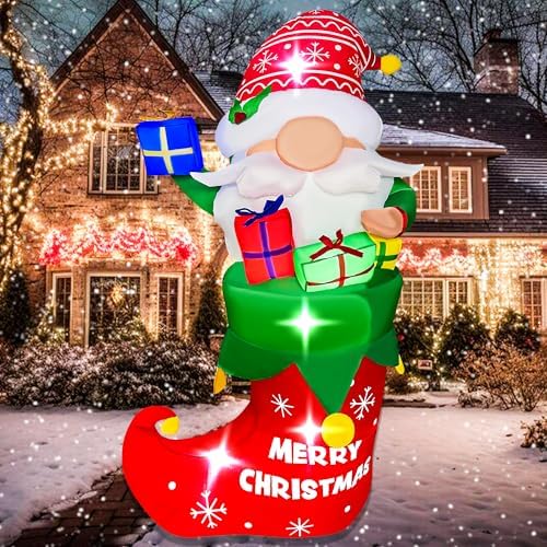 Amazon.com: BLOWOUT FUN Christmas Inflatables 5FT Gnome Holding Gift ...
