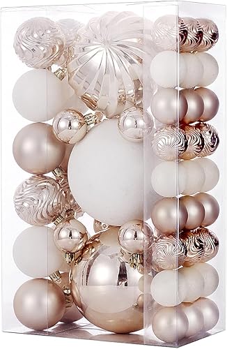 Miniatura 1 de Adornos de bola de Navidad para decoraciones de Navidad, 50 piezas extra grandes para árbol de Navidad, adornos inastillables, champán (combo de 5
