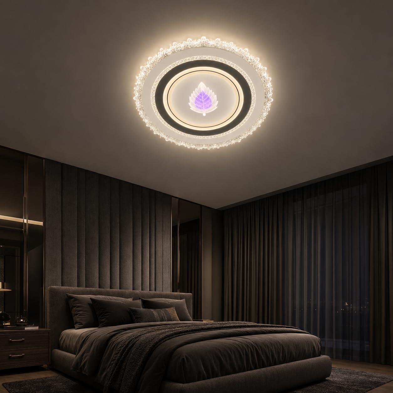 TRIPPING Modern White Round 50CM LED Ceiling Chandelier Light – 3-in-1 Colour Changing (White/Warm/Natural), Acrylic & Aluminium, Surface Mount Wall & Ceiling Light for Kids Room, Bedroom-image-12
