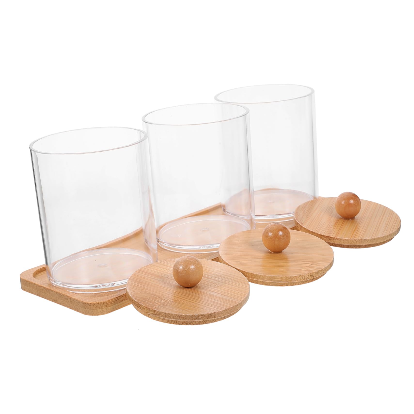 Alipis 4 Juegos De Caja De Almacenamiento De Maquillaje Aparadores Bolas De Algodón Taburete De Tocador Frascos De Bolas De Algodón Transparentes Botes De as De Organizador De