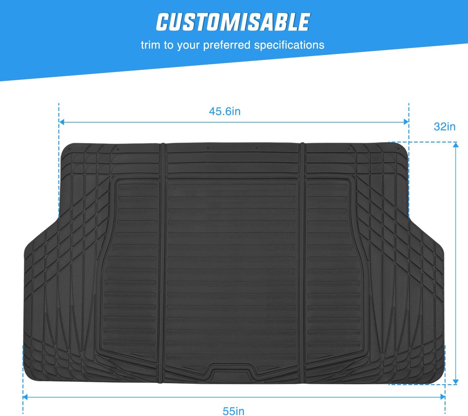 Nilight Rubber Cargo Mats for Cars Trucks SUVs,Universal Trim to fit for Most Vehicles,All Weather Protection Heavy Duty Cargo Liners - Image 3