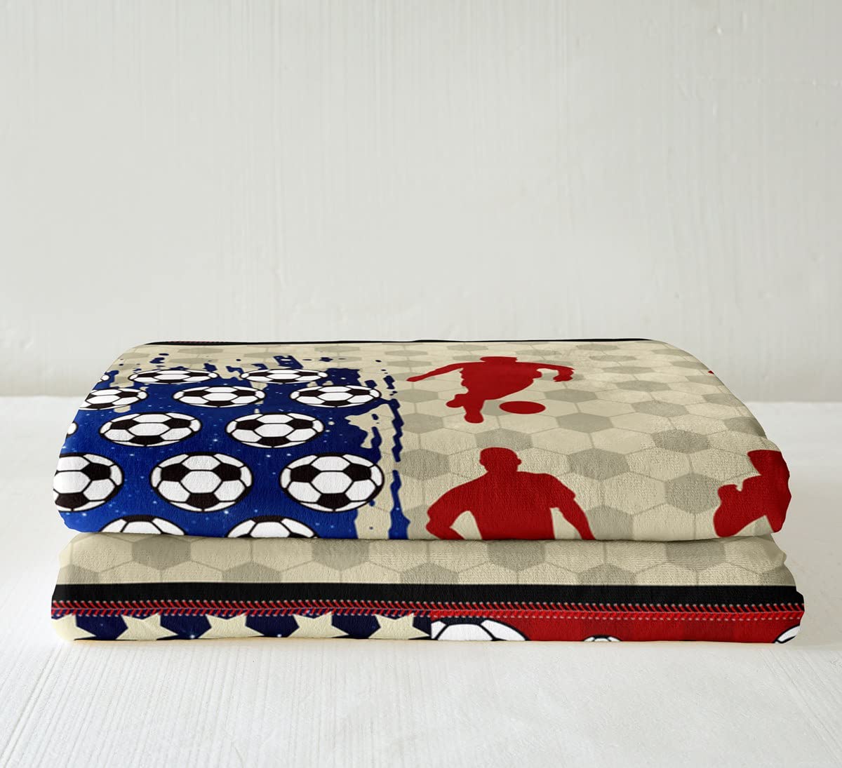 Coperta da calcio in pile calcio bandiera americana Sherpa coperta per bambini ragazzi e ragazze sport peluche Illustrazione Fuzzy coperta per divano letto, regina, 200 x 90 cm