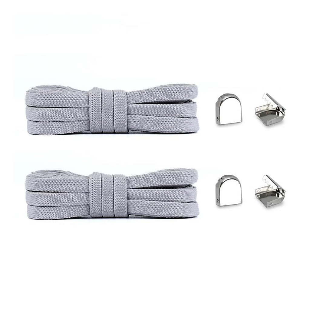 2 pares de cordones elásticos sin atar para tenis, cordones planos elásticos sin atar, cordones planos ajustables con cordones de metal — view 8