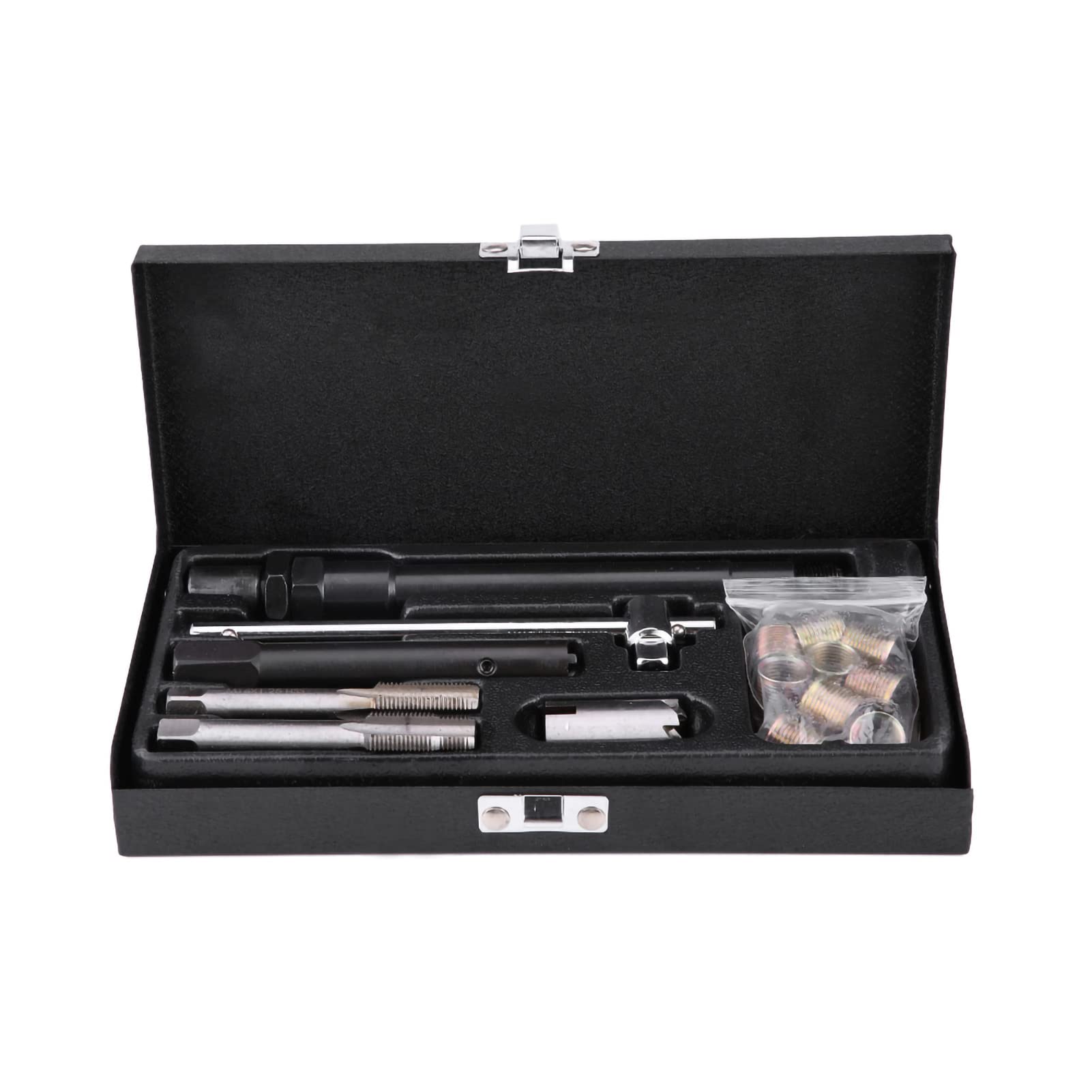Kit di Riparazione Filettatura Candela M14x1,25, 25 Pezzi, Bussola Girevole Magnetica con Maschi, Set Attrezzi in Acciaio Rapido con Custodia per Auto, Camion e Motori a Benzina