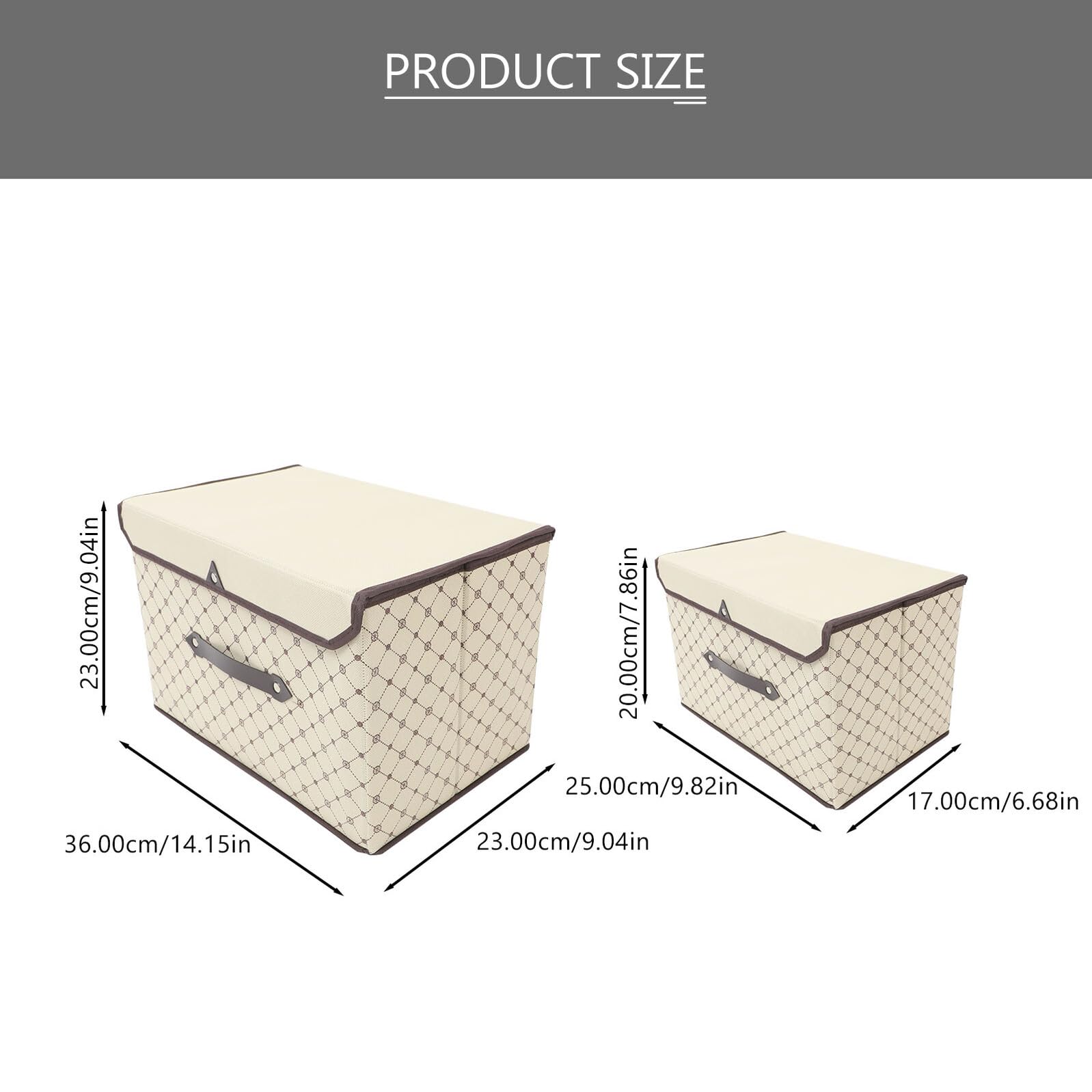 Veemoon Scatola di Stoccaggio Non Tessuto Beige con Coperchio e Manici, Lavabile, per Conservare Coperte e Vestiti in Casa, Set da 1