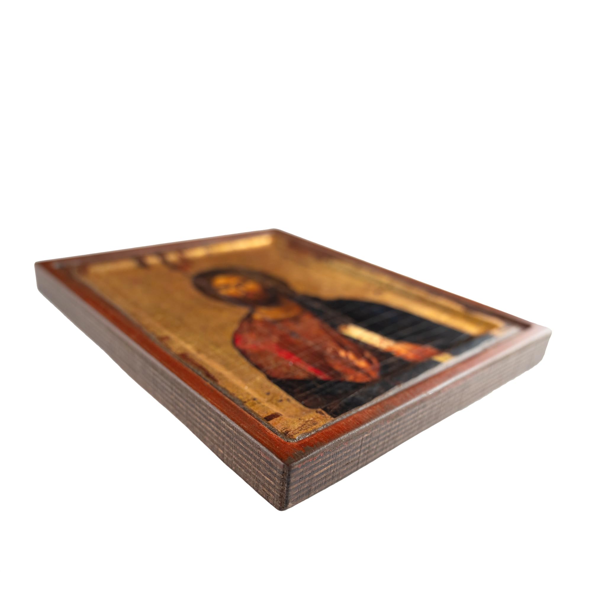 VATOPEDI MONASTERY Jesus Christus, 13. Jahrhundert, geprägte, gealterte Holzikon auf Leinwand mit goldenem Hintergrund vom Berg Athos