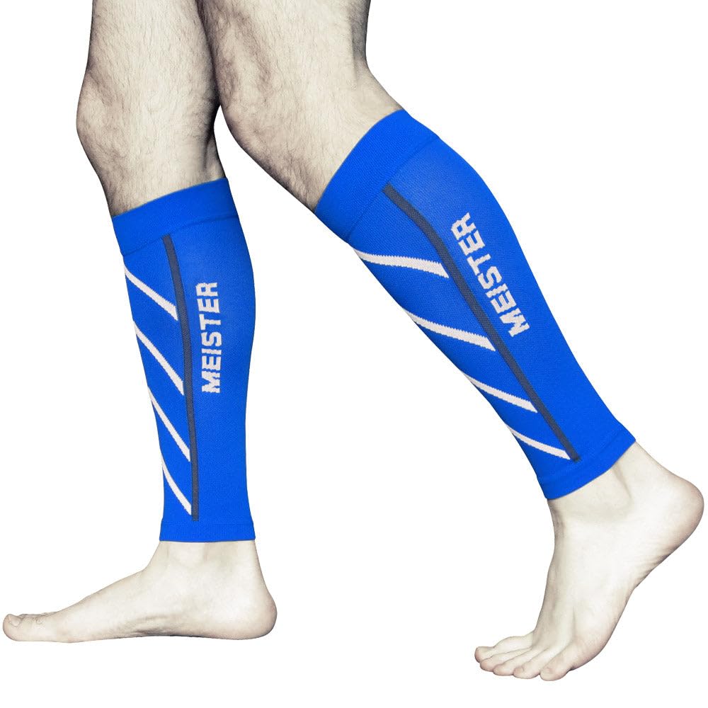 Meister Graduated 20-25mmHg Compression Running Leg Sleeves for Shin Splints (Pair) - Blue - X-Large, XL - Image 2