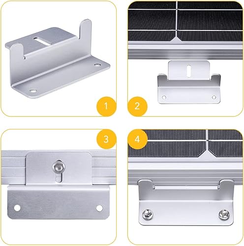 Miniatura 6 de BougeRV Soporte z de montaje para panel solar de 100 W, 150 W, 200 W, 300 W, soporte para RV, techo, barco, fuera de la red, juego de 4 unidades