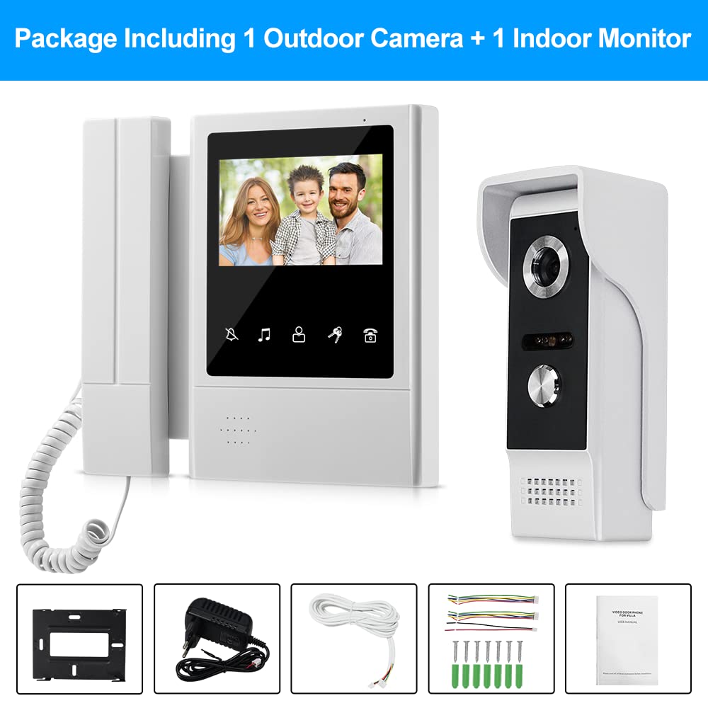4.3'' Color TFT Video Doorphone Sistema de Timbre para el Hogar, 700TVL IR Cámara Doorbell de Visión Nocturna al Aire Libre