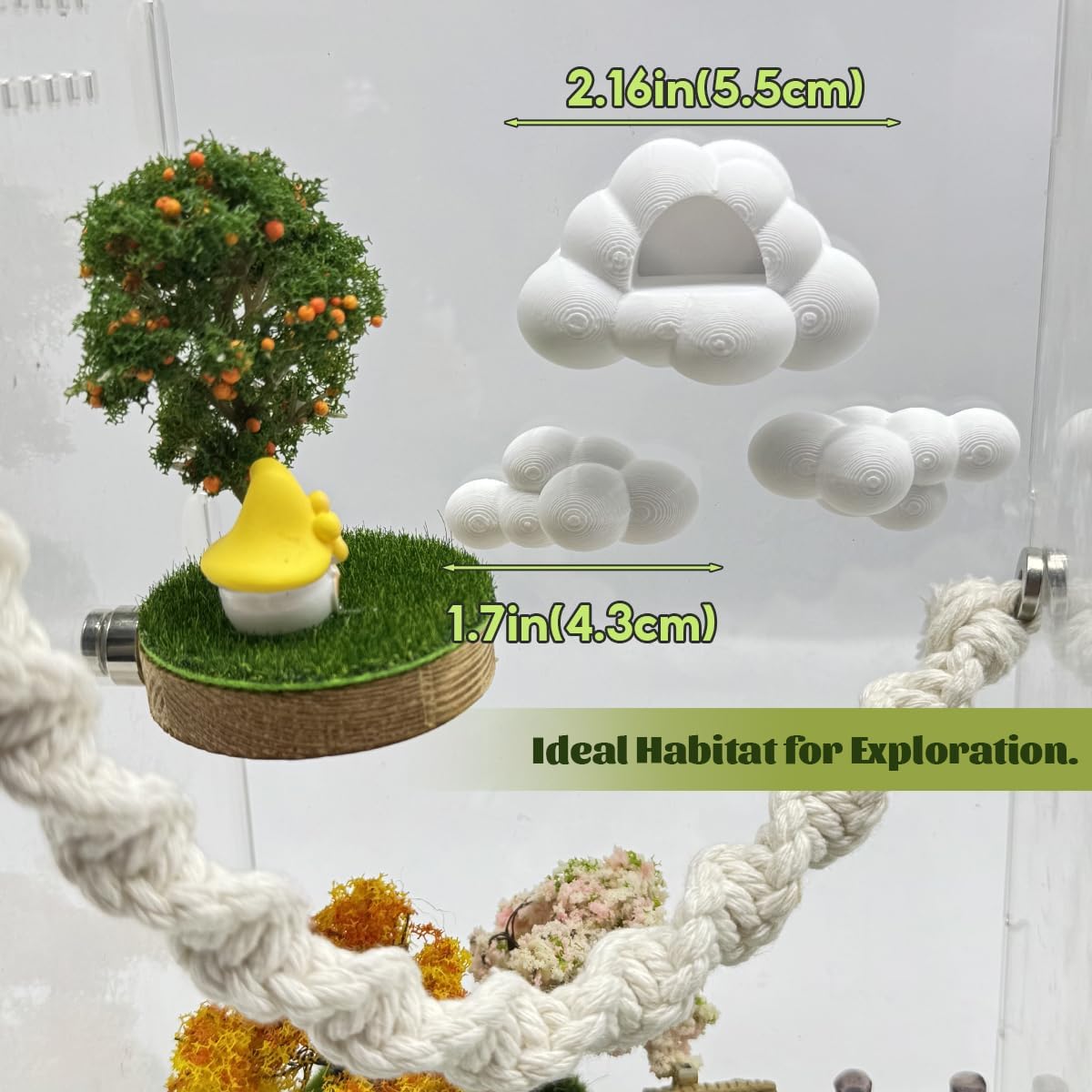 Jumping Spider Enclosure Accessories – 3 Pcs Jumping Spider Cloud Modelling Platforms with Magnetic Mounting for Climbing, Resting and Exploration