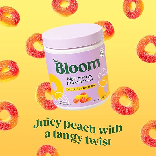 Miniatura 2 de Bloom Nutrition Polvo de preentrenamiento, energía aminoenergética con beta-alanina, ginseng y tirosina L, cafeína natural en polvo de extracto de