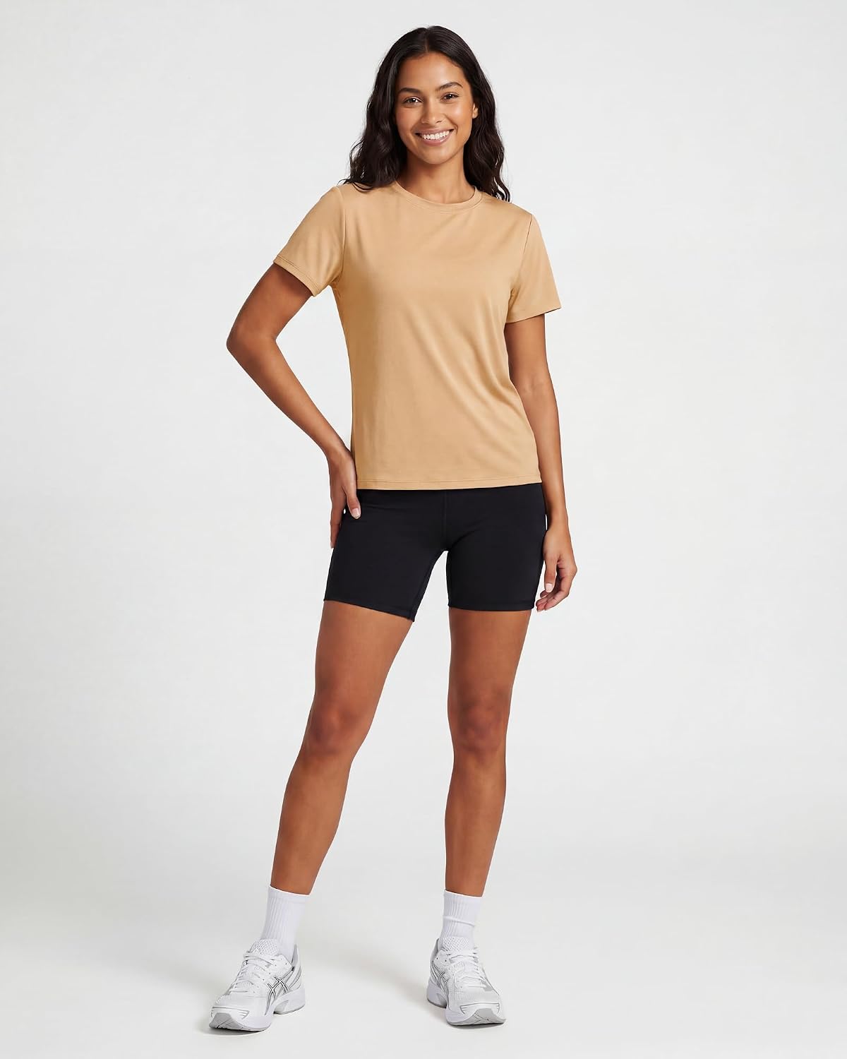 Real Essentials 5 Pack: Women's Short Sleeve Open Back Tie Back Dry-Fit T-Shirt Yoga Gym Workout Top
