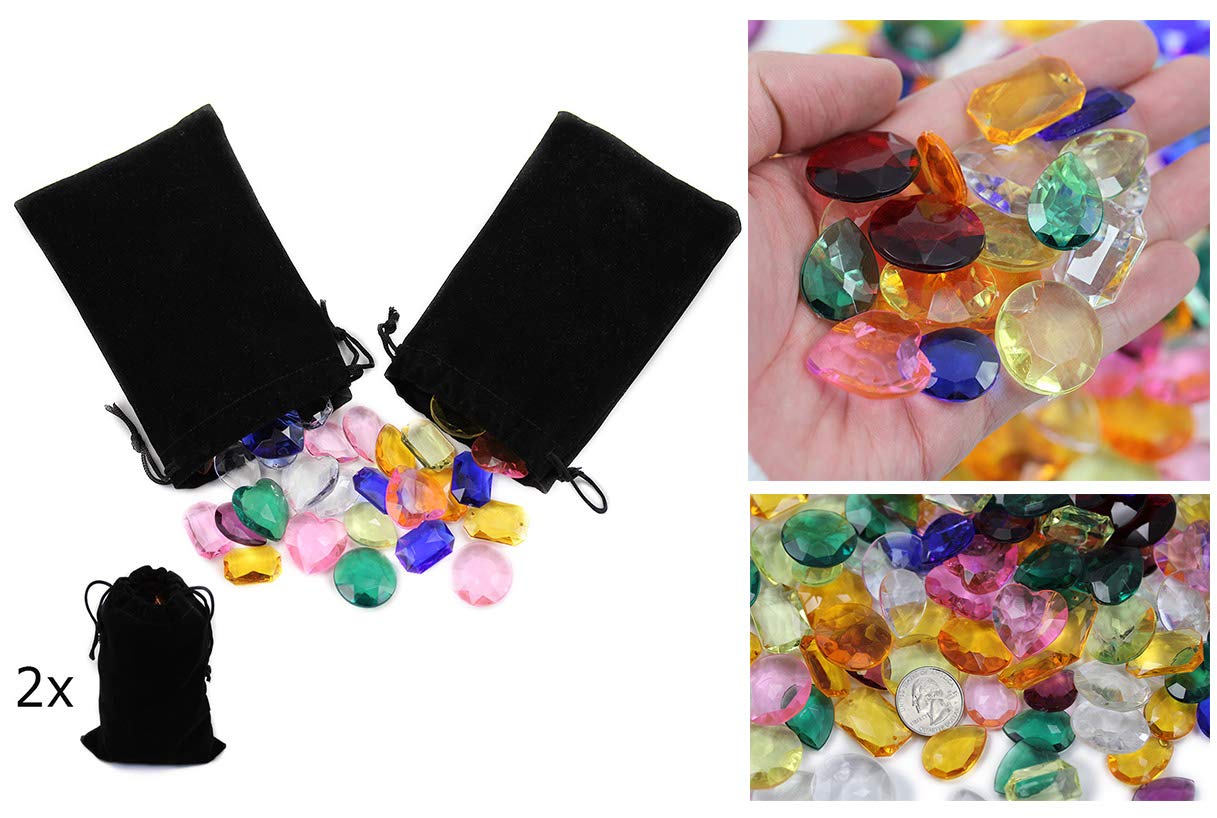 Allstarco Pirate Jewels in Valour Treasure Pouches 1 Inch Decor Plastic Gems for Party & Games, Table Scatter, Vase Fillers - Image 2
