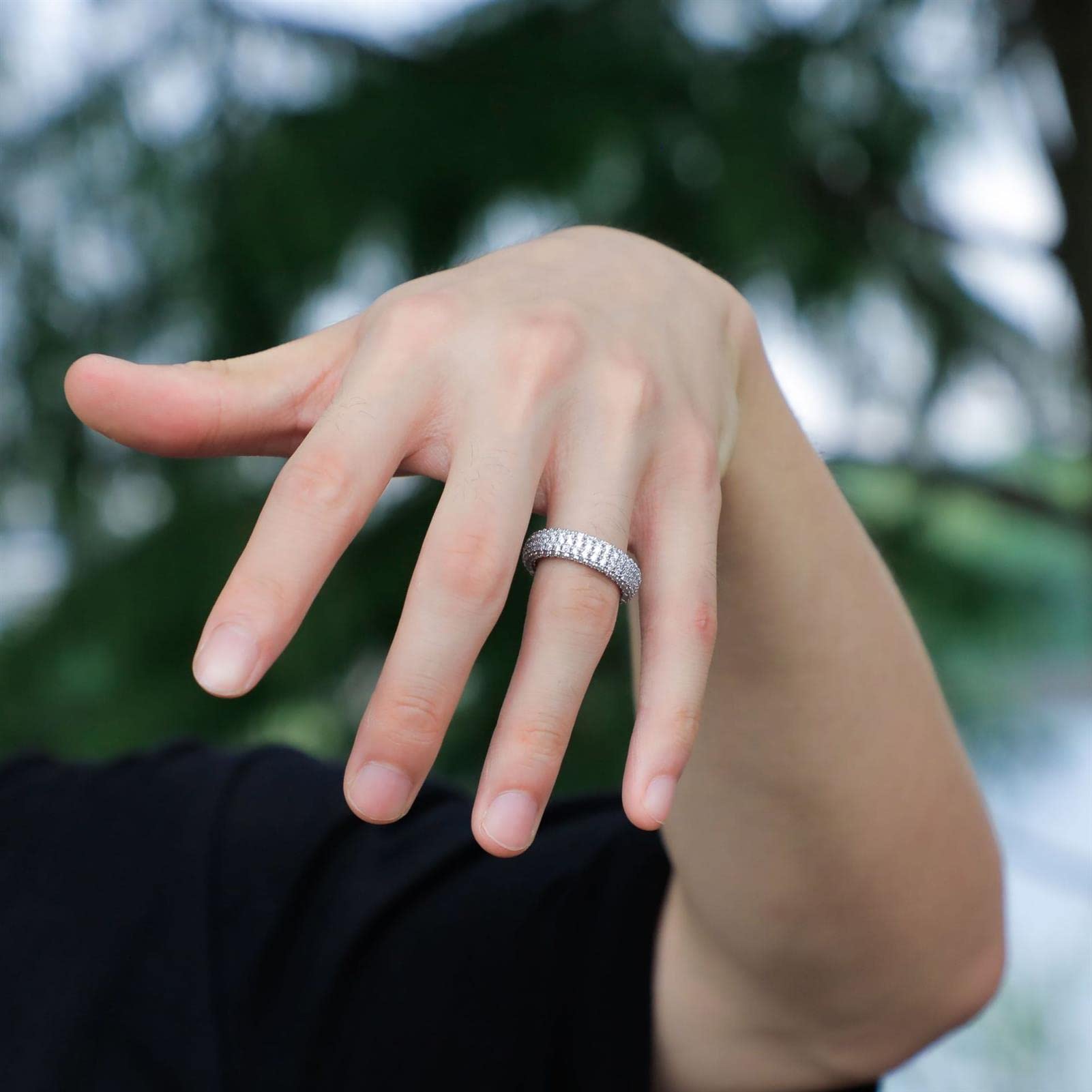 Hip Hop Ringe Rock Herren Ring Luxus Silber Farbe Full Bling Iced Out Cubic Micro Gepflasterte CZ Ringe Hochzeit Schmuck Geschenk
