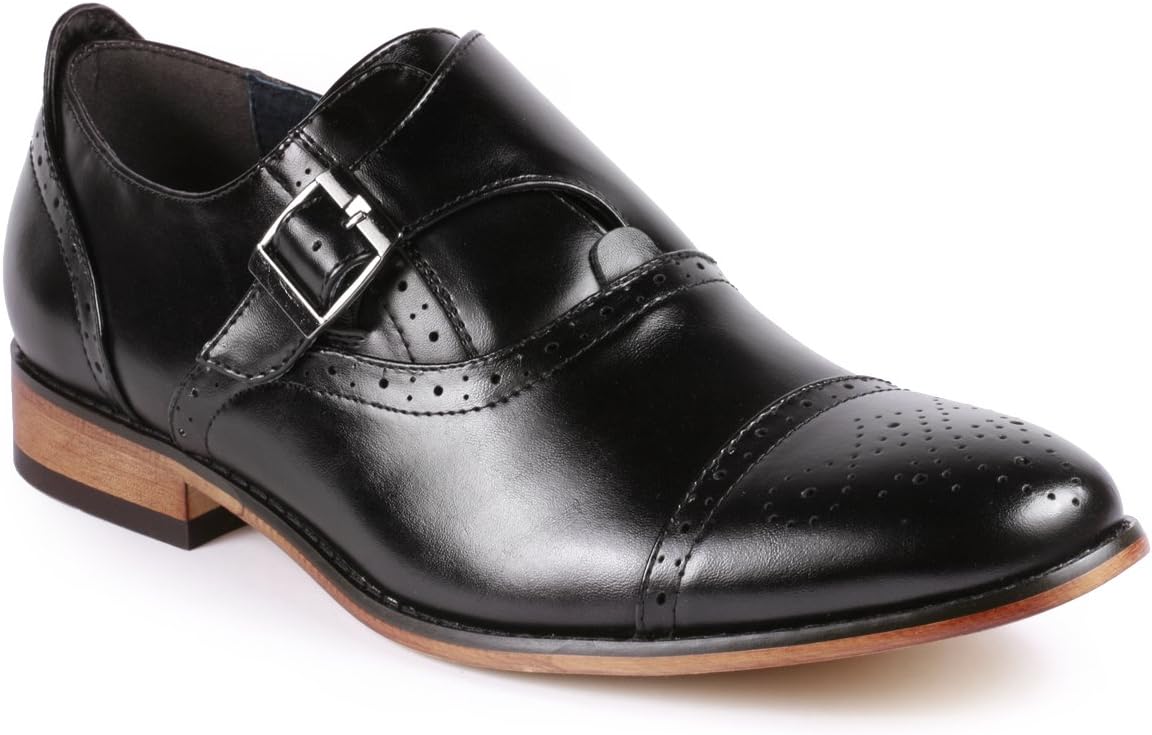Metrocharm MC604 Men’s Monk Strap Cap Toe Slip-on Dress Shoe
