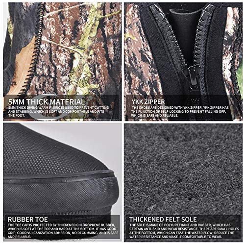 Water Booties - Neoprene 5mm Rocky Fishing Shoes Non-Slip Men's Wading Reef Boots with 10mm Thick Felt Sole for Beach or Water Sports3