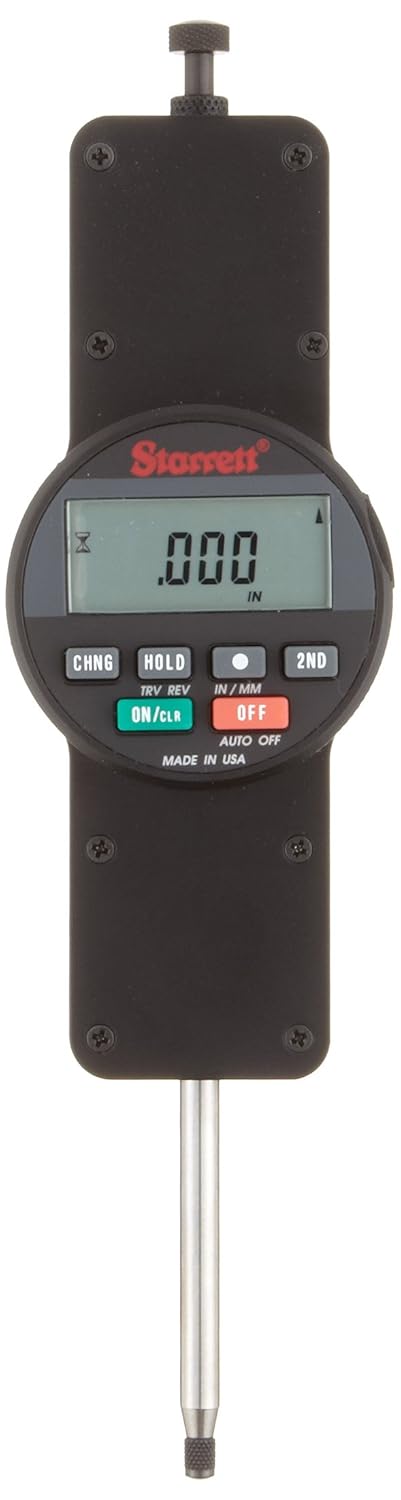 Starrett 2740-1 Wisdom Basic LCD Electronic Indicator, Rectangular, 2.28125" Dial Dia., 0-2"/0-50mm Range, 0.0001"/0.002mm Graduation