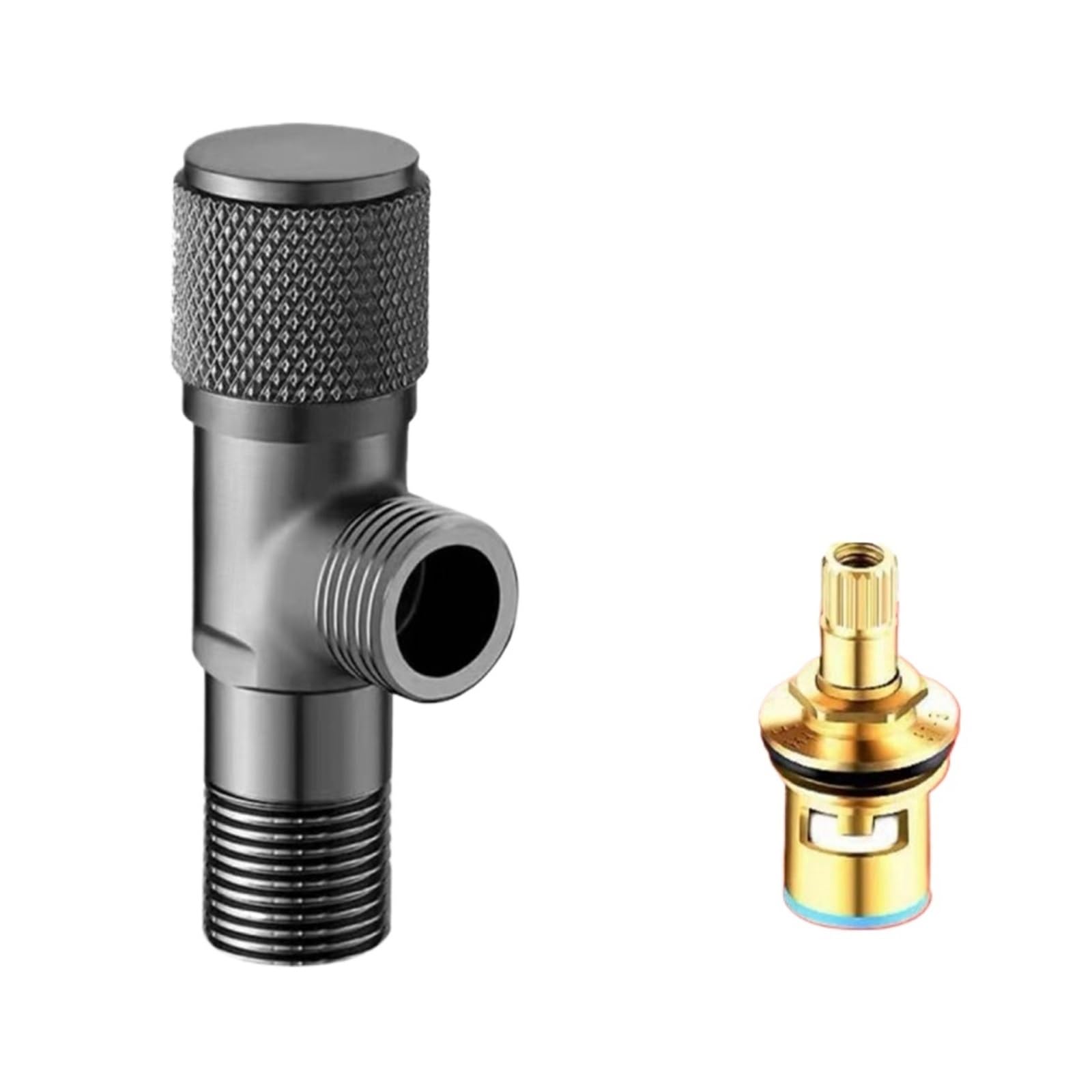 Angle Valve Brass Angle Valve Inlet Bathroom Outlet G1/2 Wash Basin Sink Diverter Kitchen Water Stop Faucets for Warmer System(Grey Valve)