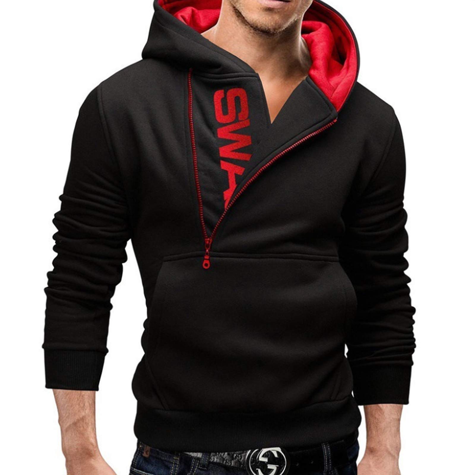 Sweat capuche homme cachemire noir XXL : fini les vêtements serrés